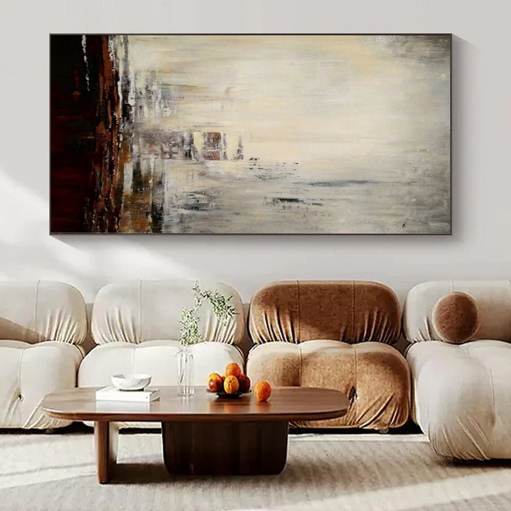 “Gray - Brown Abstract Cityscape” Impressionistic Acrylic Art CT0205