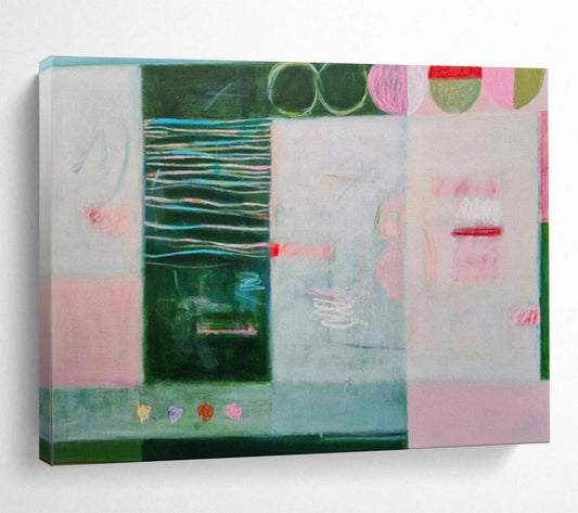 “Playful Panels” - Greens, pinks, blues; mixed patterns and shapes in a grid CT1500