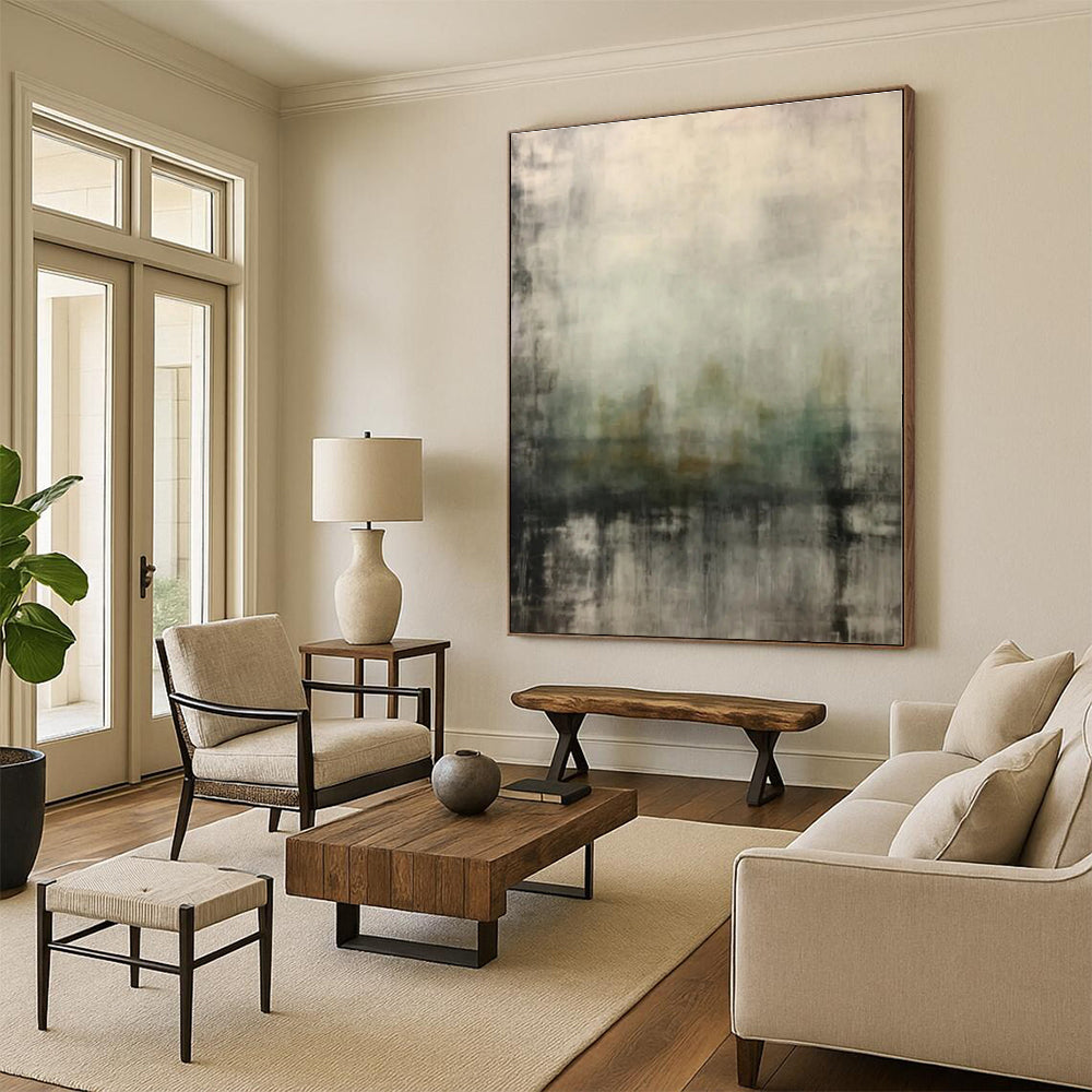 “Misty Landscape in Neutral Tones”，Abstract Atmospheric Oil Painting CT0528