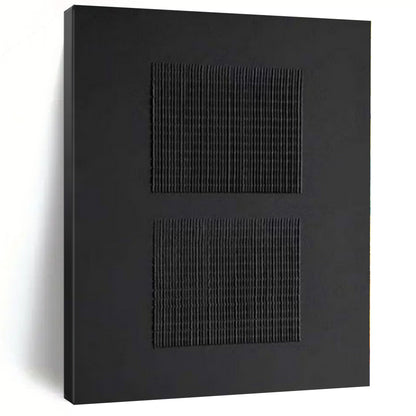 “Black with Textured Squares” Relief - Style Acrylic Art CT0153