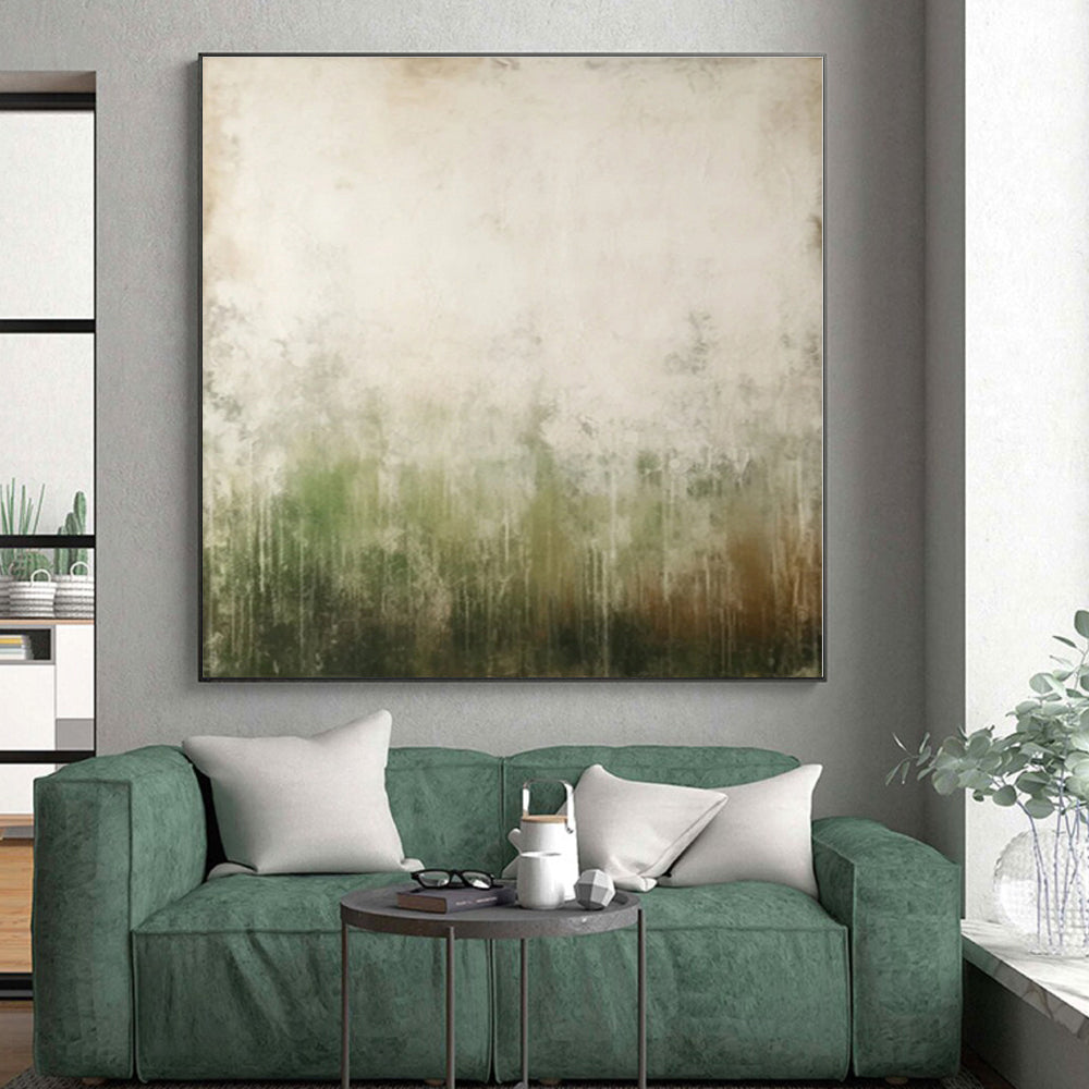 “Gradient Green and Beige”，Abstract Landscape - Inspired Oil Painting CT0534