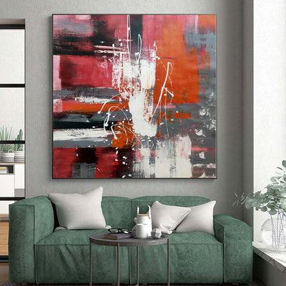 “Vibrant Red - Gray Abstract Energy” Abstract Acrylic Art CT0313