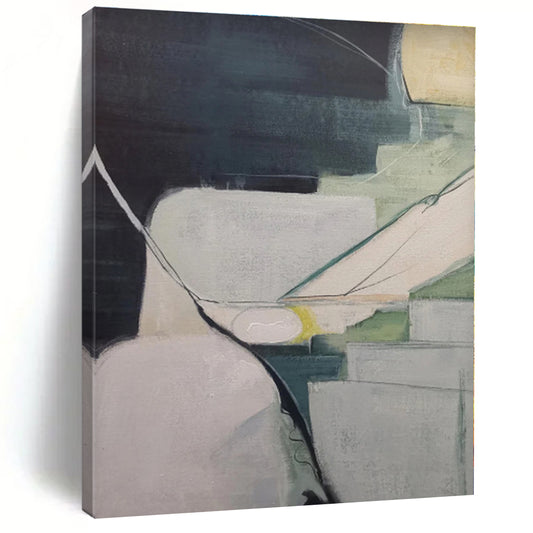 “Muted Color Geometric Shapes”，Abstract Minimalist Oil Painting CT0556