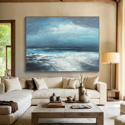 Blue-Grey Coastal Storm - Dramatic Seaside Art CT1787