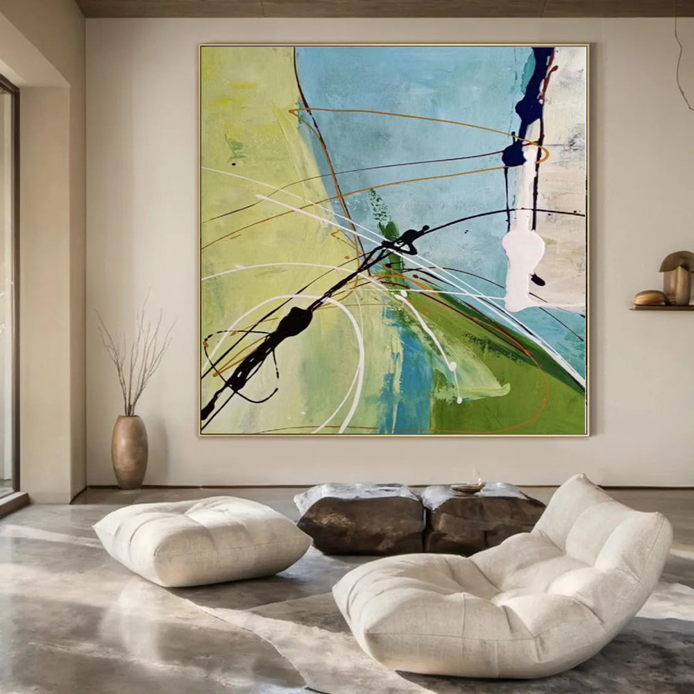 “Colorful Abstract Lines and Shapes” Expressionistic Acrylic Art CT0179