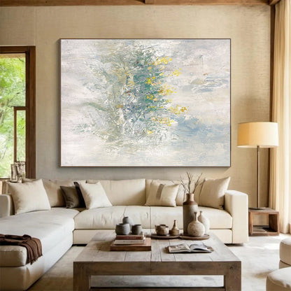“Soft Yellow Floral Impressions” Abstract Acrylic Art CT0304