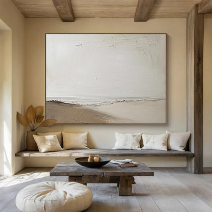 Minimalist abstract landscape in white and brown CT1658