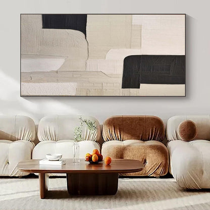 “Muted Beige and Dark Gray” Textured Collage Art CT0148