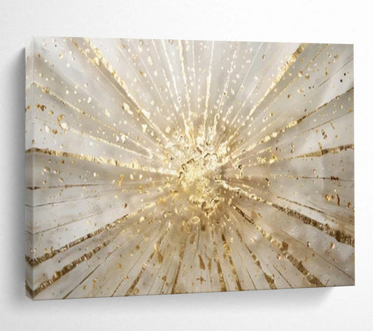 “Golden Burst of Light” - Whites, golds; radiating golden lines and splatters CT1615