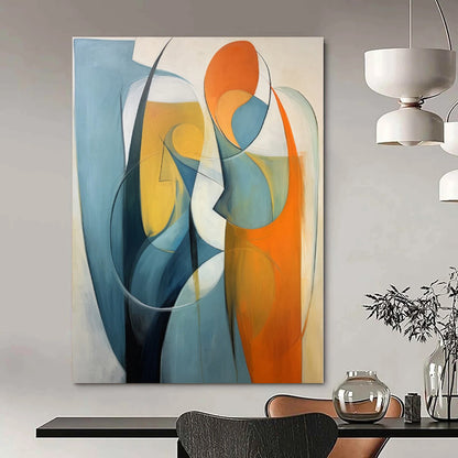 “Blue - Orange Abstract Figures” Cubist - Inspired Acrylic Art CT0188