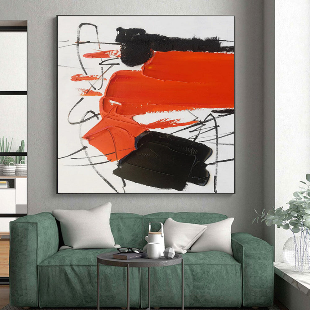 “Red - Black - White Abstract” - Abstract Expressionist Art CT0513