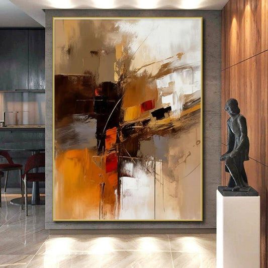 “Construction in Brown, Yellow & Orange”，Constructivist Abstract Art CT0598