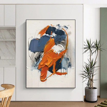 “Blue - Orange Textured Impasto”，Abstract Impasto Art CT0613