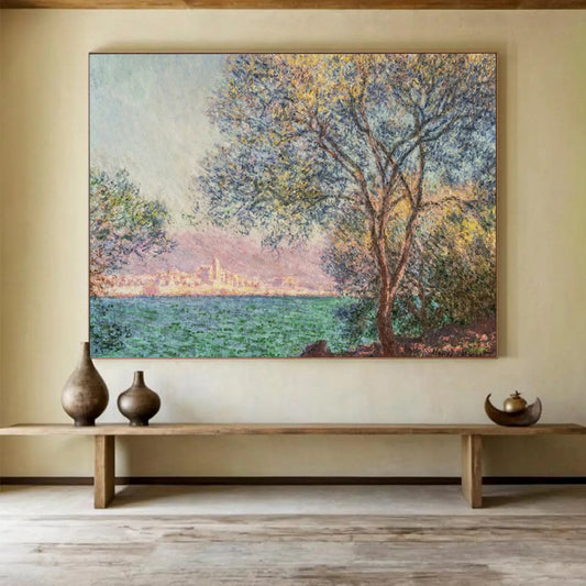 “Monet - Inspired Coastal Tree Twin” - Greens, blues, soft pastels; impressionistic tree (matching pair) CT1611