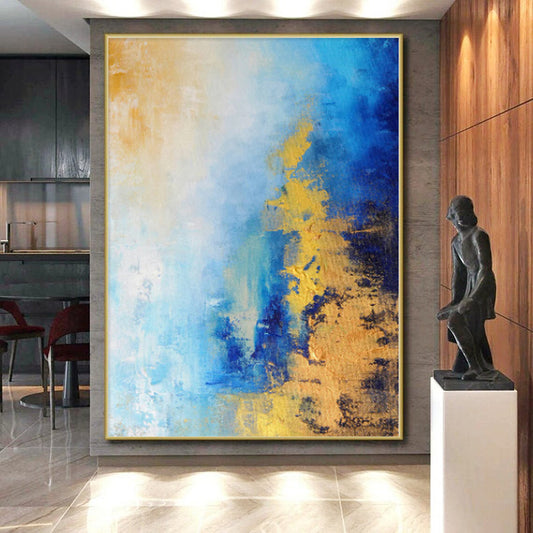 “Blue Gold Fusion” - Abstract Work with Blue, Gold, White Blends CT0018
