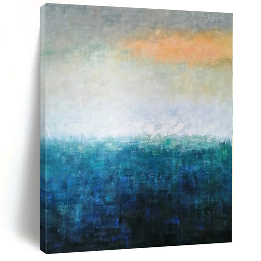“Blue - Orange Horizon Hues”，Gradient Abstract Painting CT0346