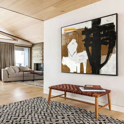 Abstract human and object forms in brown, white, and black CT1655