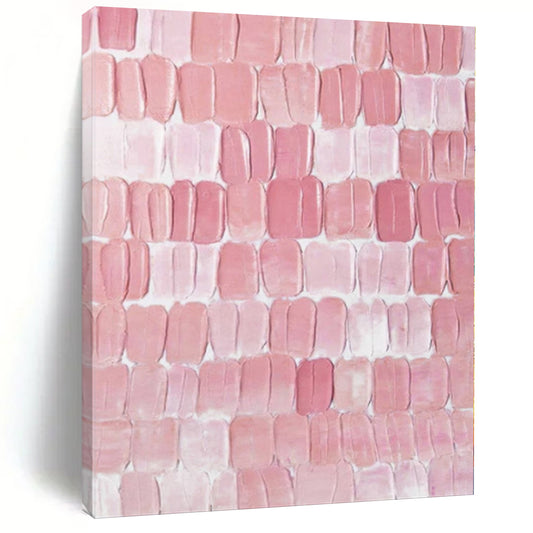 “Pink Textured Tiles” Impasto Acrylic Art CT0178