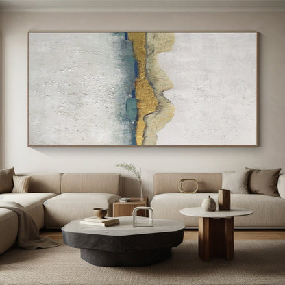 “Gold - Blue Minimalist Landscape” - Abstract Minimalist Art CT0413
