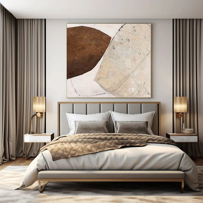 “Brown and Beige Textured Shapes” Mixed - Media Art CT0171