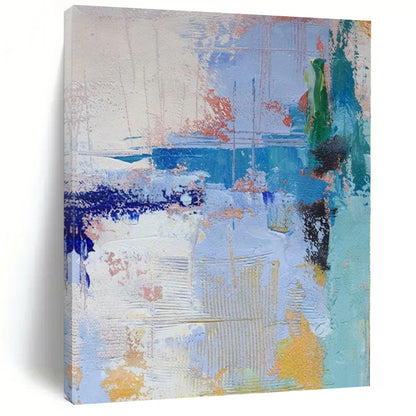 “Blue - Orange - Yellow Abstract Textures” Expressionistic Acrylic Art CT0222