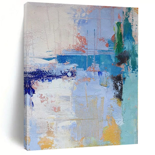 “Blue - Orange - Yellow Abstract Textures” Expressionistic Acrylic Art CT0222