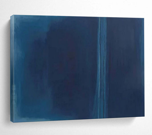 “Deep Blue Divide” - Shades of blue; a stark, vertical line splitting the canvas CT1495