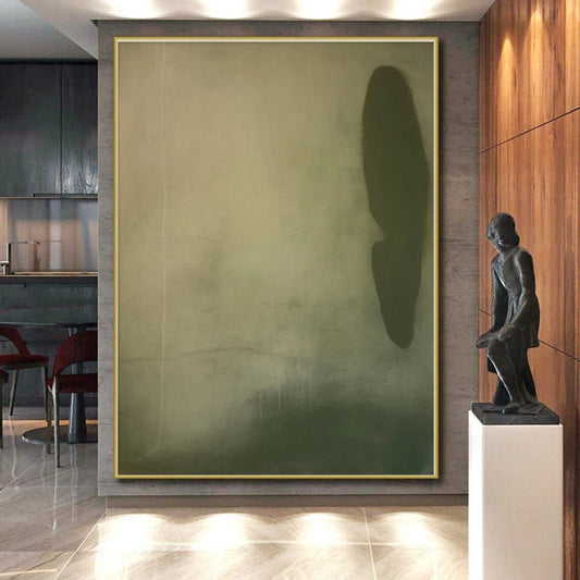 “Subtle Green and Beige Abstract”，Abstract Minimalist Oil Painting CT0577