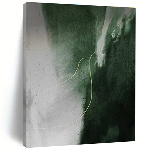 “Green - Grey Yellow Line”，Minimalist Abstract Art CT0649