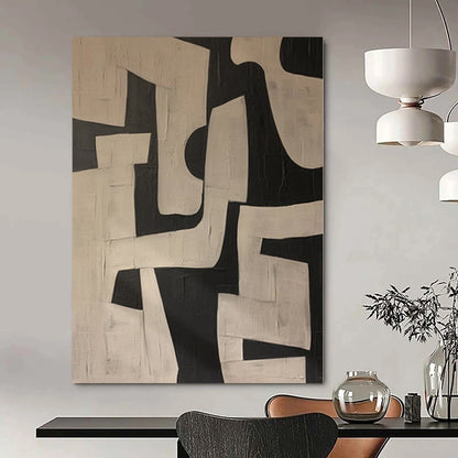 “Black - White Geometric Textures” Abstract Acrylic Painting CT0122