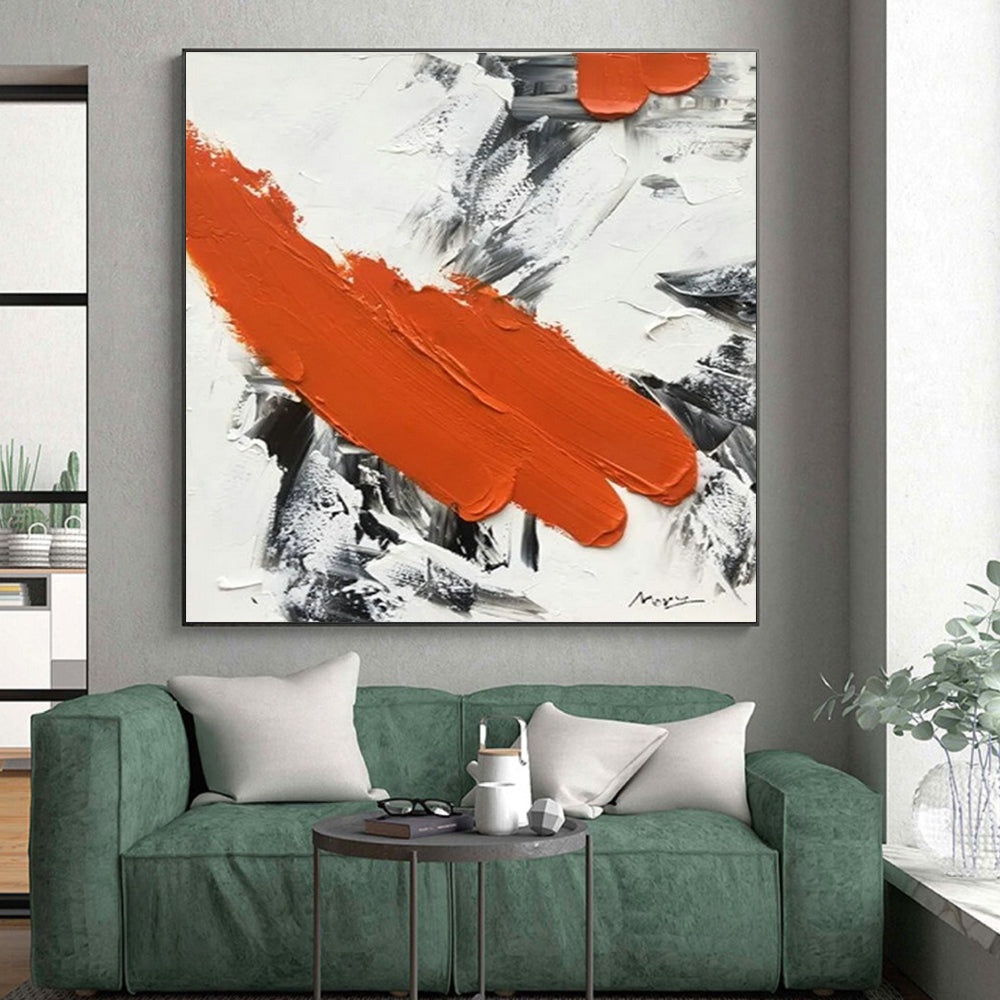 “Orange - Grey - White Bold Strokes”，Abstract Expressionist Art CT0617