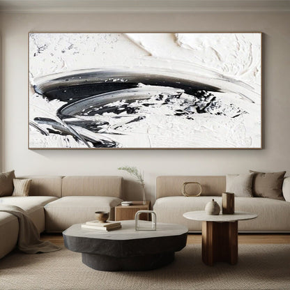 “Black - White Textured Strokes” Impasto Acrylic Art CT0242