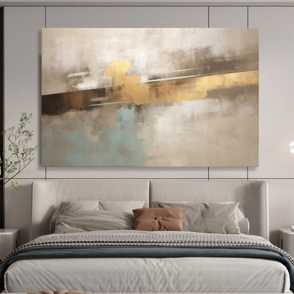 “Neutral Tones with Gold Accent” – Abstract Minimalist Acrylic Painting CT1714