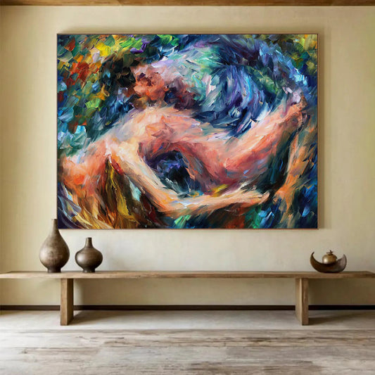 “Vibrant Embrace” – Explosive mix of greens, blues, purples forming a swirling, human - like form CT1686