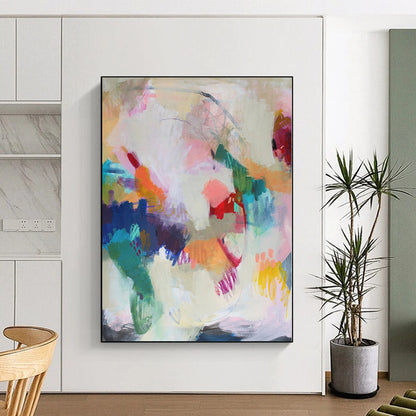 “Pastel Whimsy” - Abstract Acrylic with Soft Pinks, Oranges, Greens, Blues CT0094