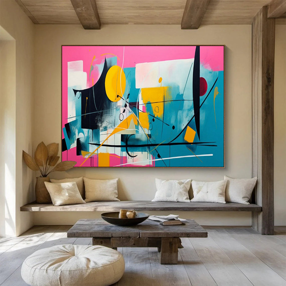 “Pink - Blue Colorful Abstraction” – Abstract Acrylic Painting CT1718