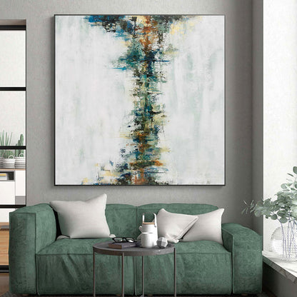 “Vertical Color Stream” - Abstract Art with Multicolored Vertical Strokes on White CT0025