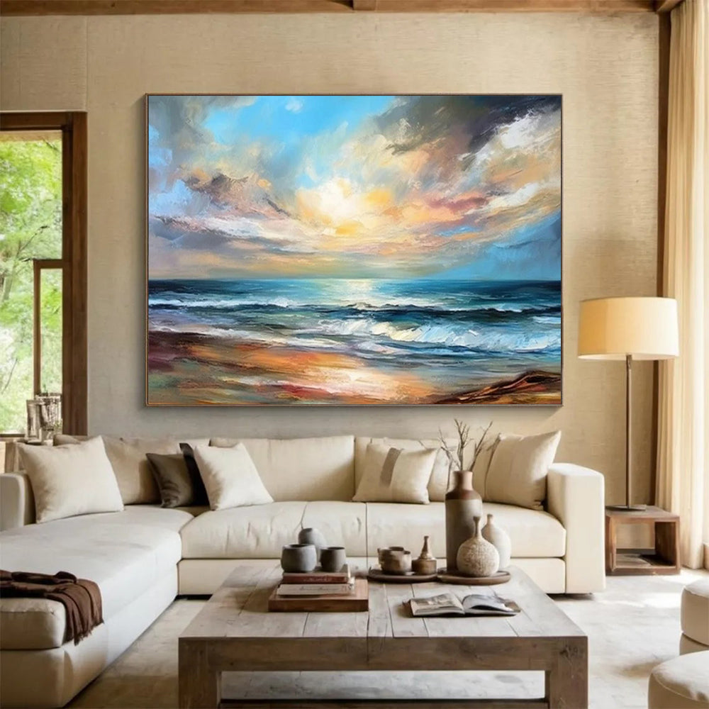 “Seaside Sunset Realism” - Blues, oranges, yellows; detailed, vibrant sunset over ocean waves CT1607