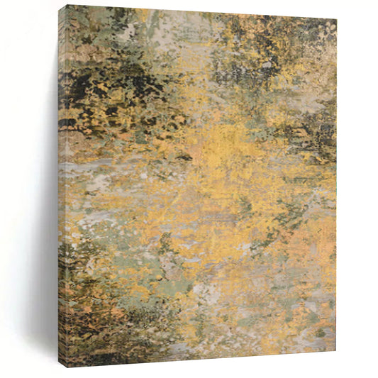 “Golden Forest Haze” - Abstract Art with Yellow, Green, Gray, Brown CT0075