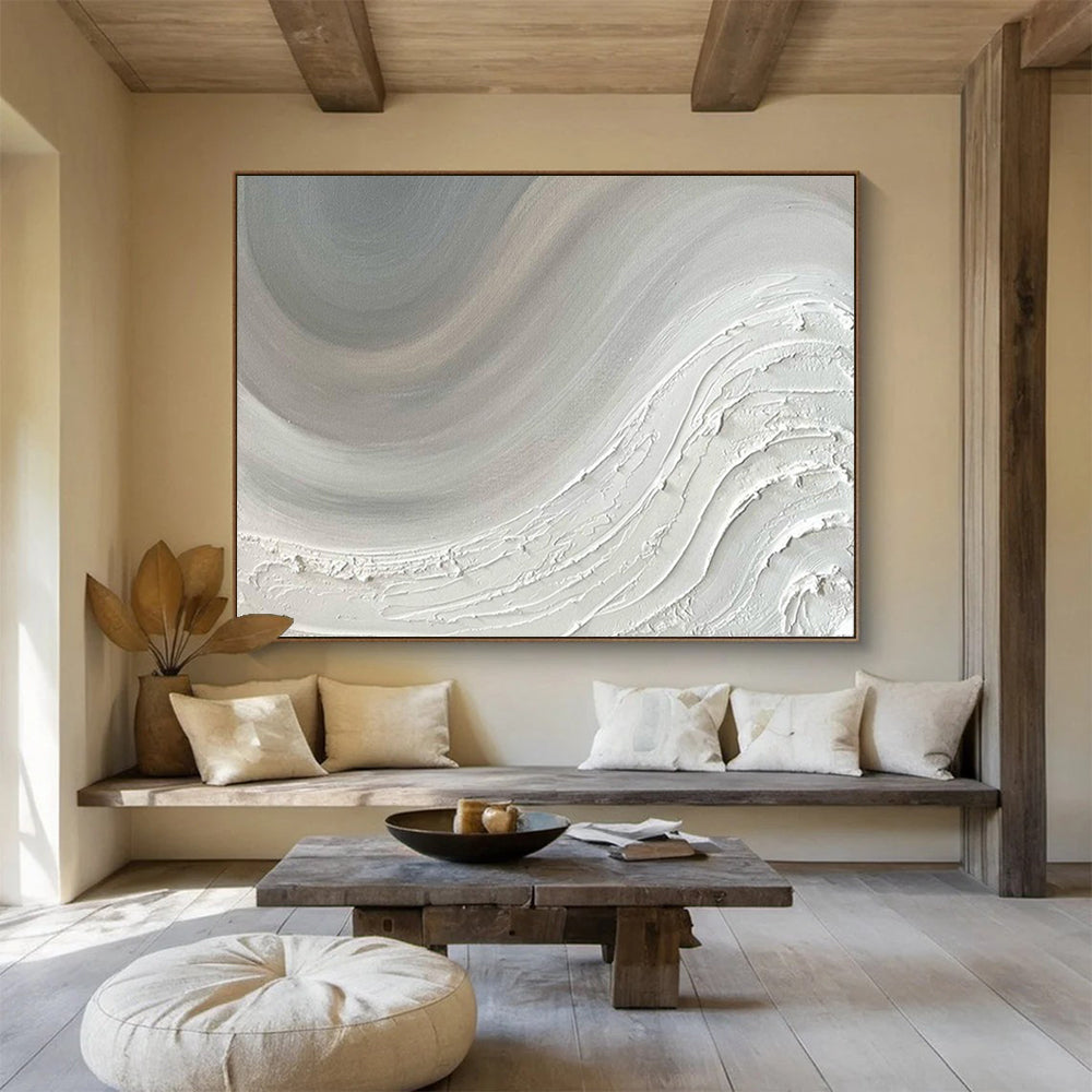 “White Wave” - Shades of grayish white and light gray; smooth wave textures like frost - piled waves CT1527