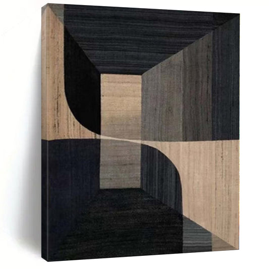 “Brown and Black Geometric Depths” Architectural Acrylic Art CT0151