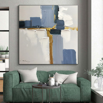 “Blue - Gold Geometric Abstract” - Abstract Geometric Art CT0506