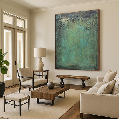 “Teal - Green Textured Patina”，Abstract Textured Art CT0642