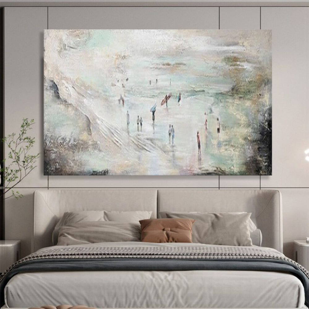 “Beach Scene Impression” – Impressionistic Figure Oil Painting CT1774
