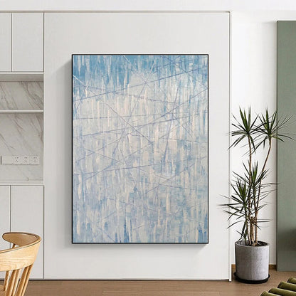 “Blue - White Linear Abstraction” - Abstract Minimalist Art CT0475
