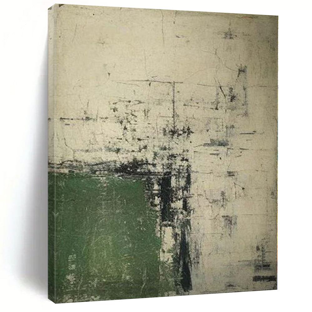 “Green and Gray Abstract Layers” Mixed - Media Art CT0168