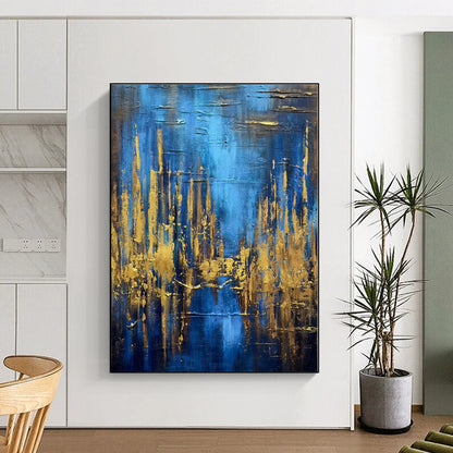 “Blue - Gold Abstract Forest” - Abstract Landscape Art CT0449