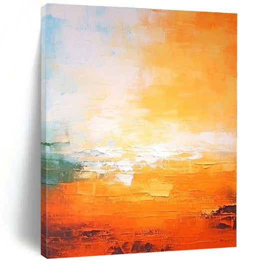 “Orange - Blue Abstract Sunrise” - Abstract Landscape Art CT0447