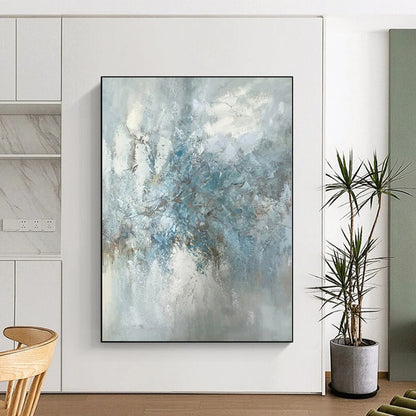 “Soft Blue Abstract Blooms” Abstract Acrylic Art CT0297
