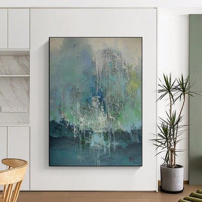 “Blue - Green Dripping Abstract”，Abstract Expressionist Art CT0638